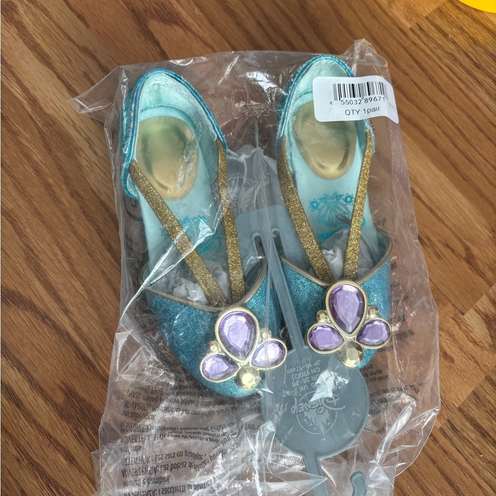 Disney Princess Glittery Teal and Gold Flats